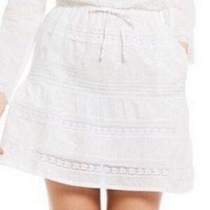 Anthropologie Kopal White Embroidered Skirt